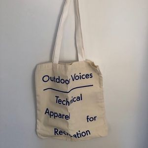 Large Outdoor Voices with Blue Lettering Tote
